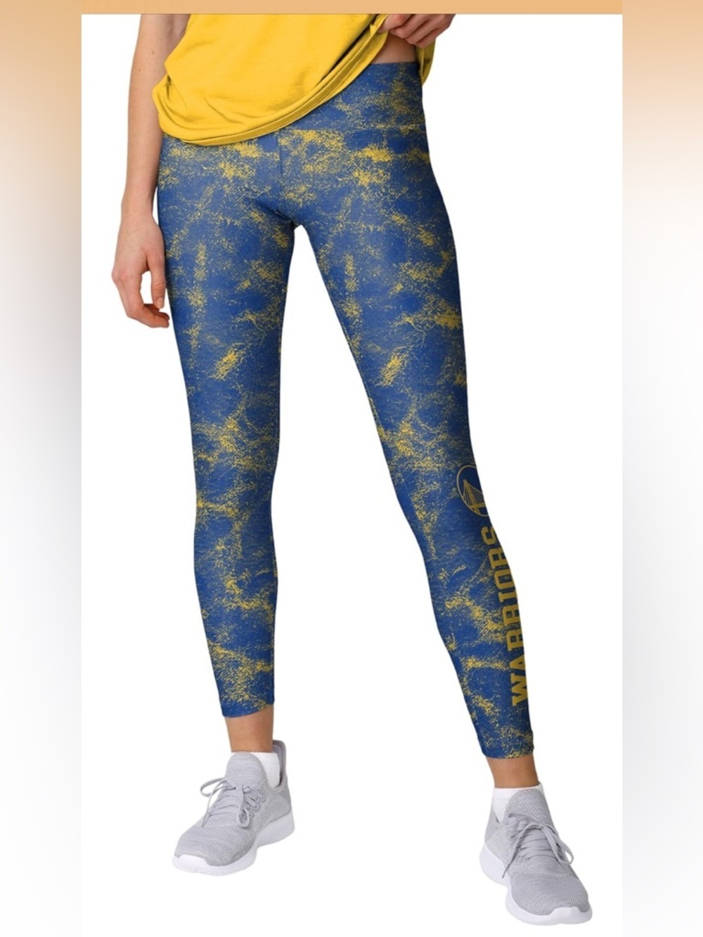 NWT FOCO NBA Golden State Warriors Cloud Leggings size Small blue/gold